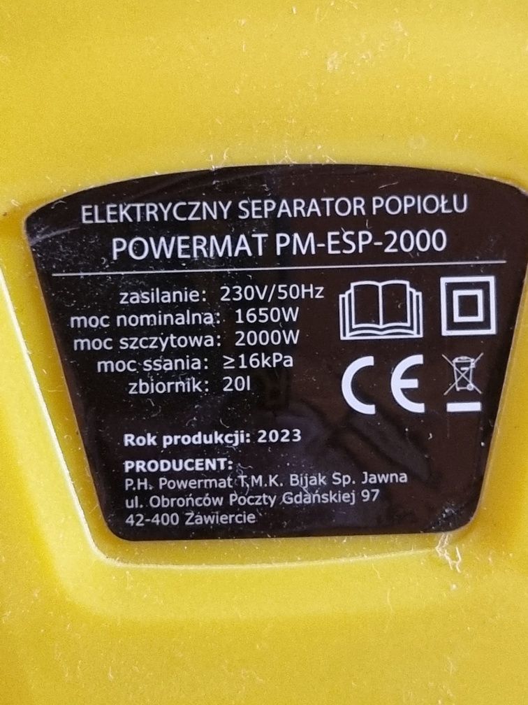 Prawie nowy Odkurzacz separator popiołu POWERMAT PM-ESP-2000