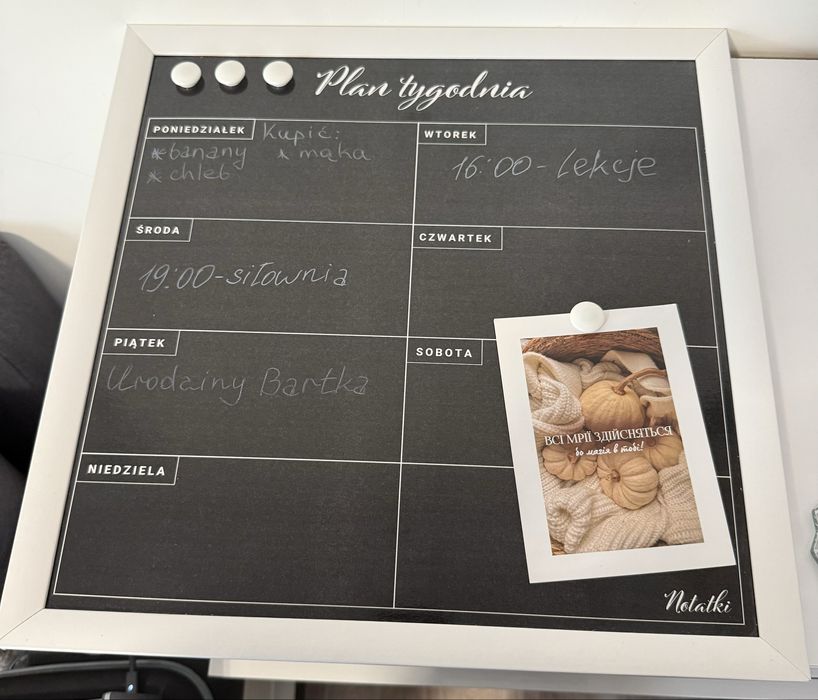 Planer tygodniowy – do zawieszenia lub postawienia 40х40