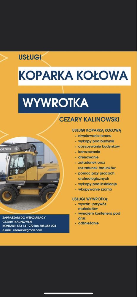 Koparka kołowa, koparko-Ładowarka, koparka gąsienicowa, wywrotka