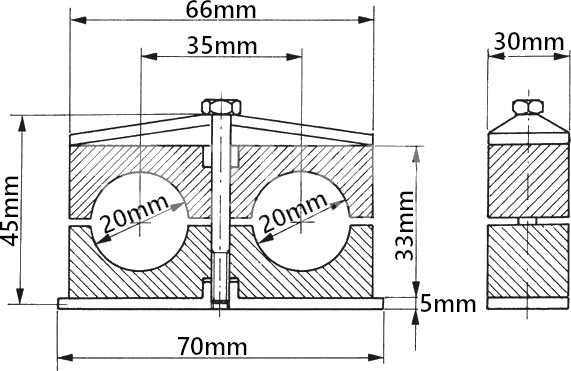 15x Obejma Podwójna 20 mm Mocowanie Przewodów Hydraulicznych [7976]