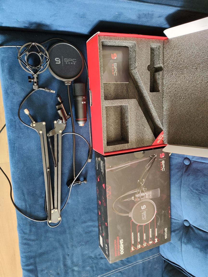 Mikrofon + statyw + pop filtr - SPC Gear SM900