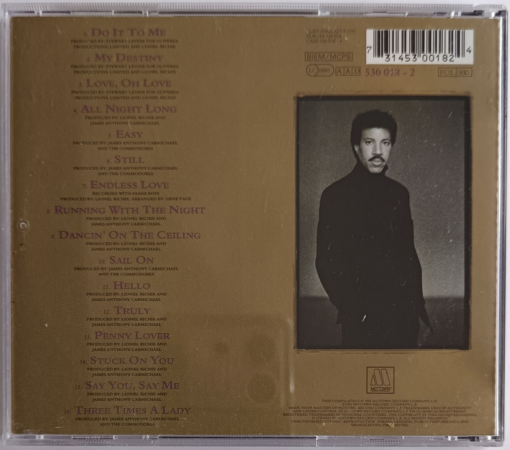 Lionel Richie Back To Front 1992r