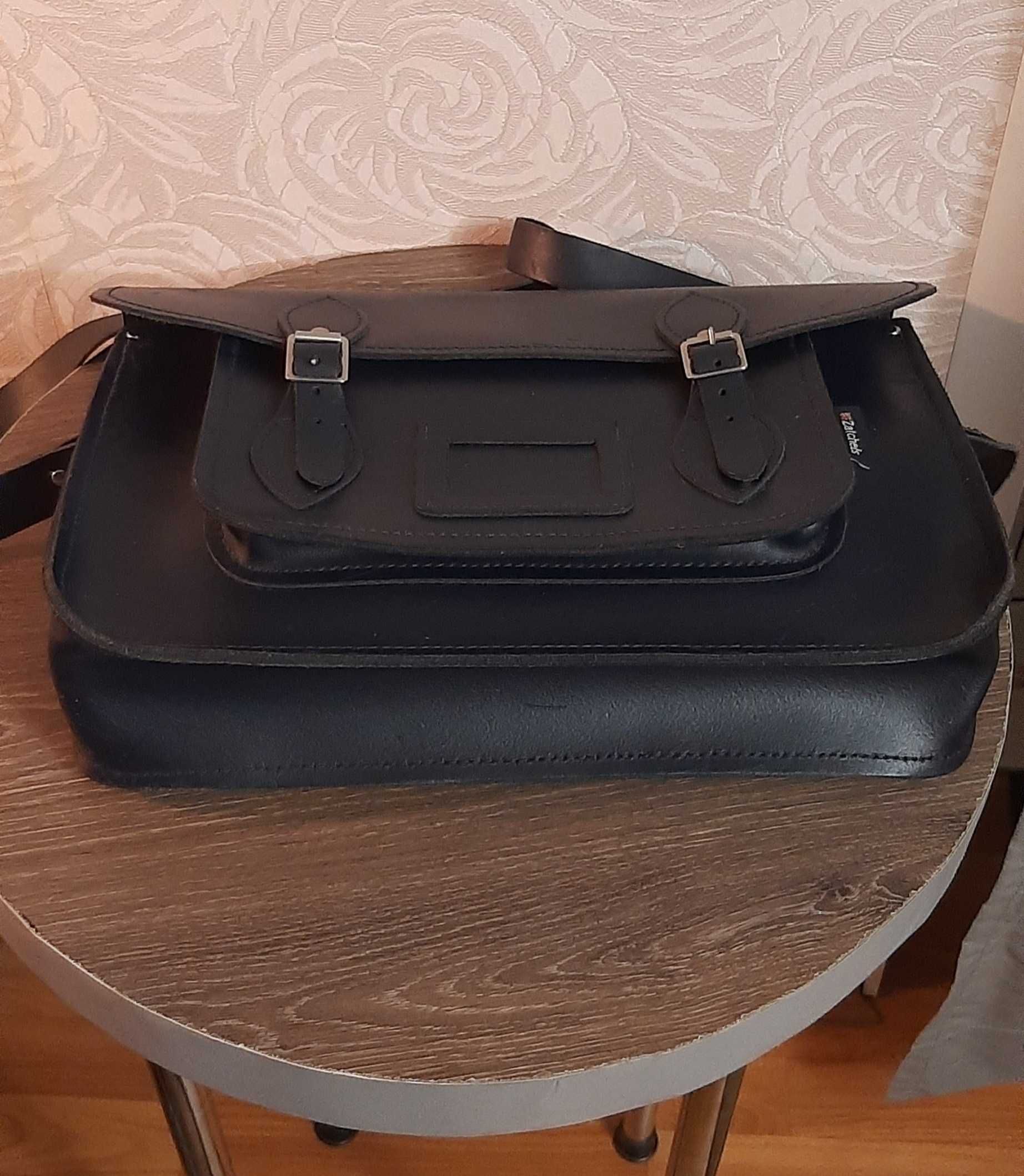 Портфель, сумка  Zatchels, натуральна шкіра (ручна робота), темно-синя