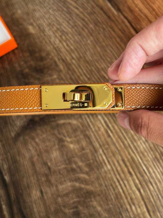 Nowy Pasek Hermes brązowy Epsom złota klamra skóra naturalna epsom