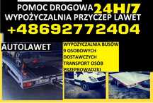 Wynajem wypożyczalnia przyczepy 2700 lawety 5 6 8,5 m na dwa auta 3500