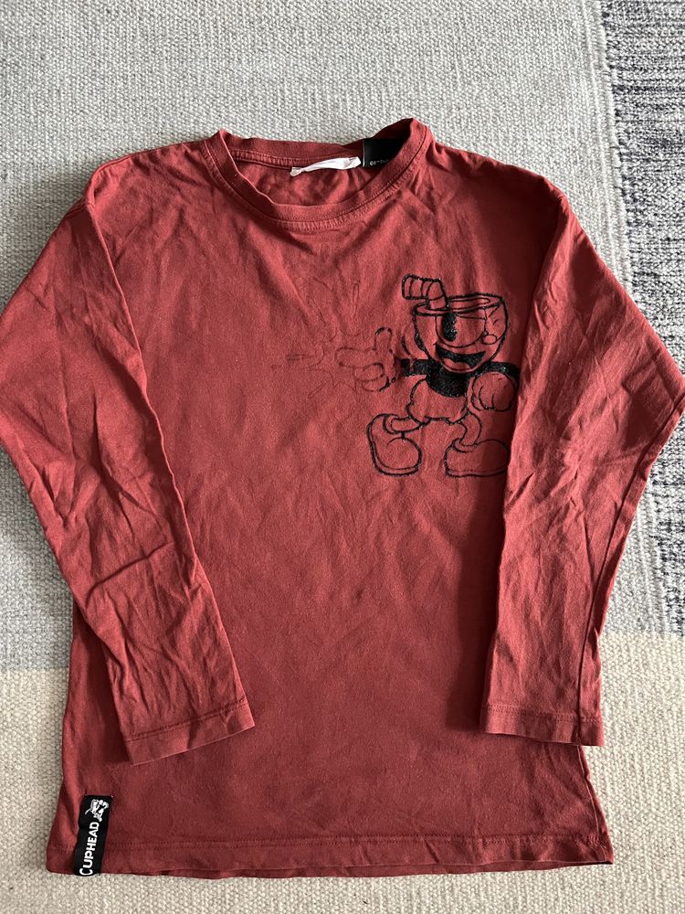 Bordowy tshirt Cuphead (Kubuś i Filuś) Zara