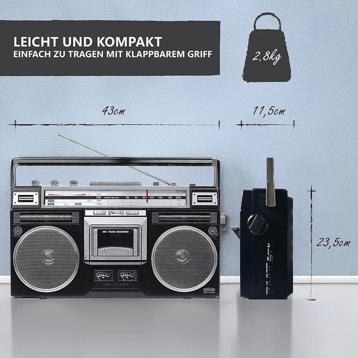 Ретро Магнітофон  касетний Bluetooth Silva Schneider.