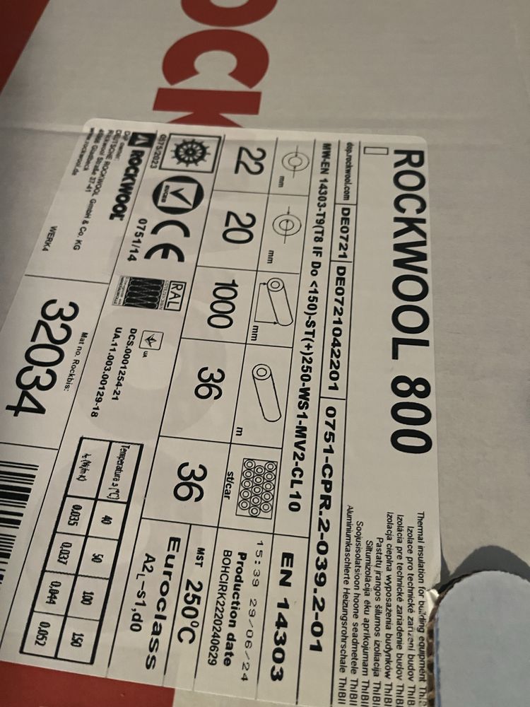 Rockwool 800 Otulina Izolacja na Rury Armaflex 19mm 25mm Pianka