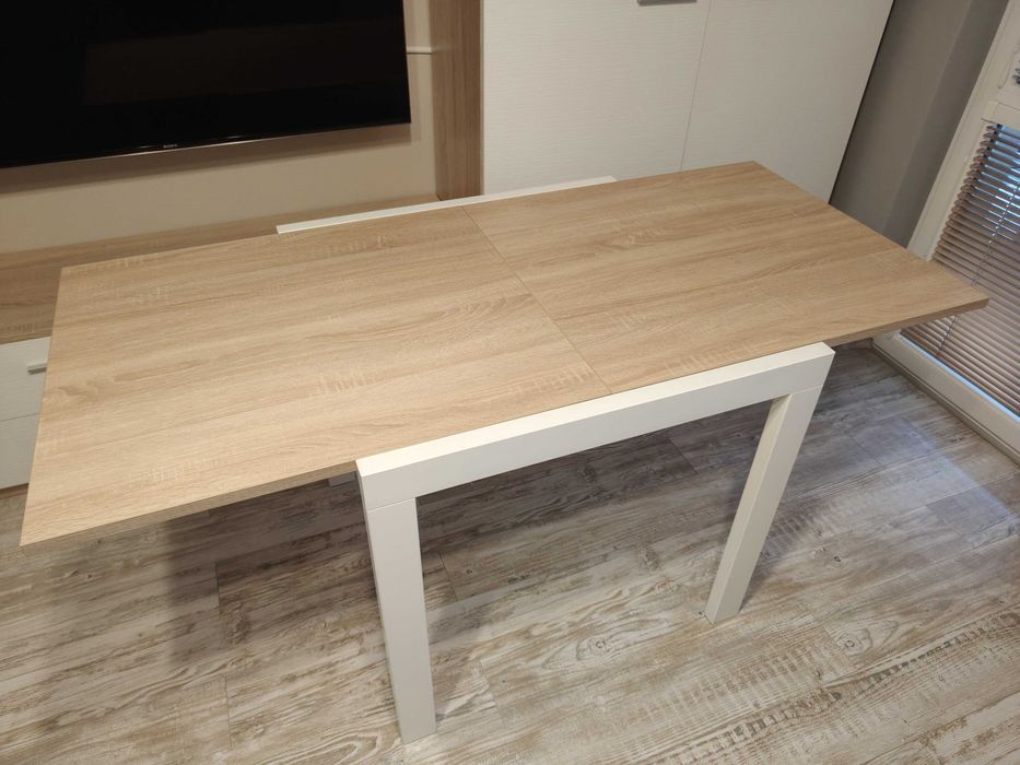 Kwadratowy rozkładany stół dąb sonoma 80x80- 160.