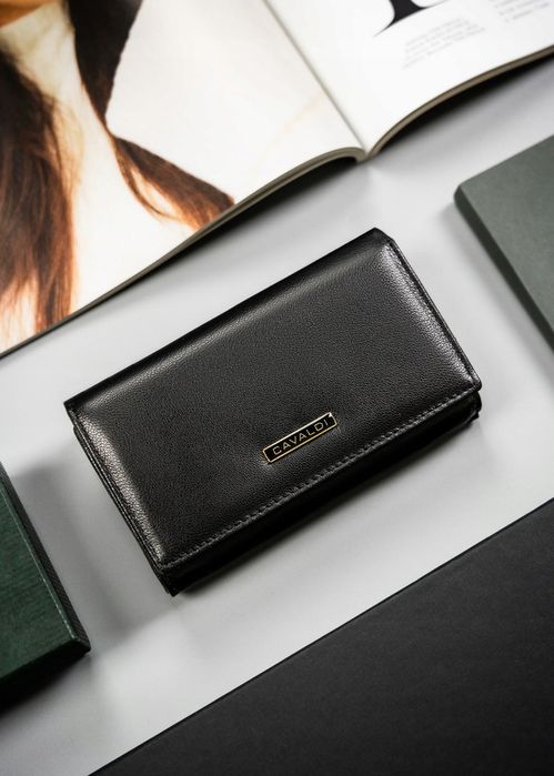 skórzany, średni portfel damski na zatrzask - 4u cavaldi