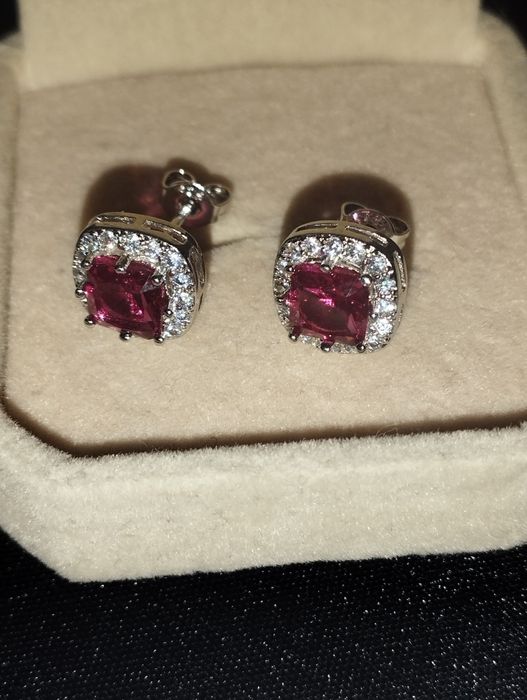 Серьги серебро Red Zirconia