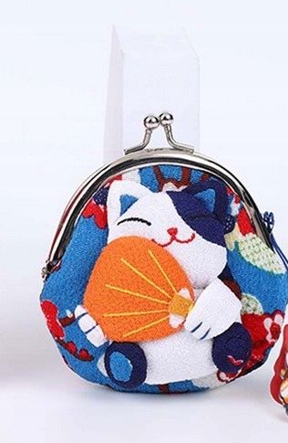 Portmonetka KOT KOtek Maneki Neko portfelik Niebieski w Japońskim Styl