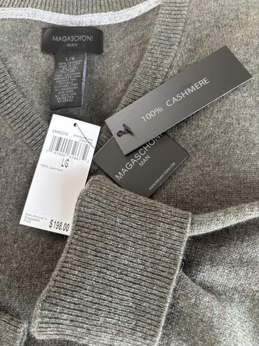 Sweter kaszmirowy męski w kolorze khaki Magaschoni rozmiar L