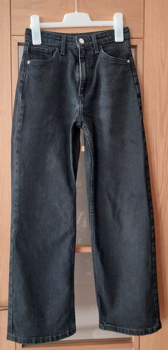 Calças de ganga preta wide leg