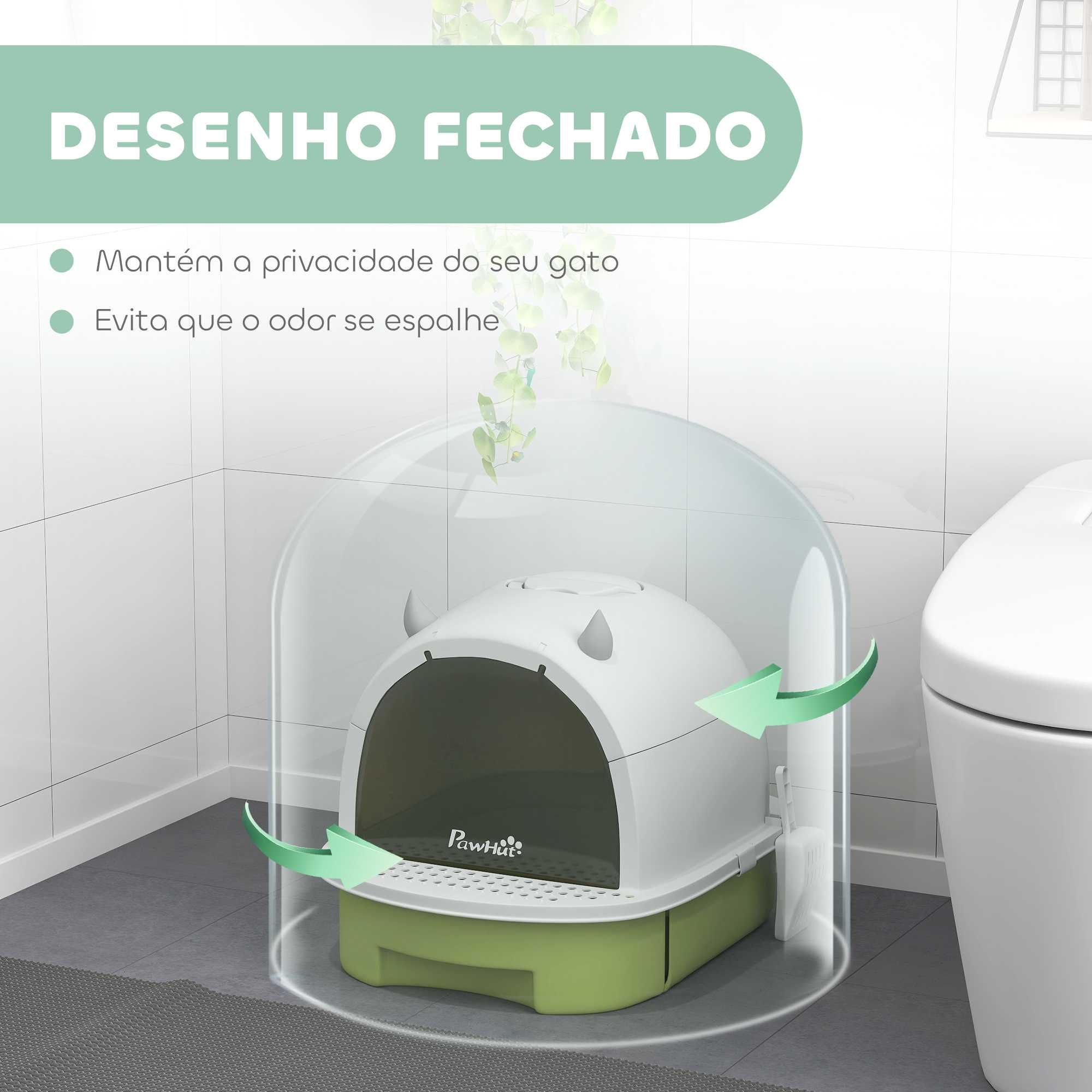 Caixa de Areia Fechada para Gatos – com Tampa, Filtros de Carvão e Pá