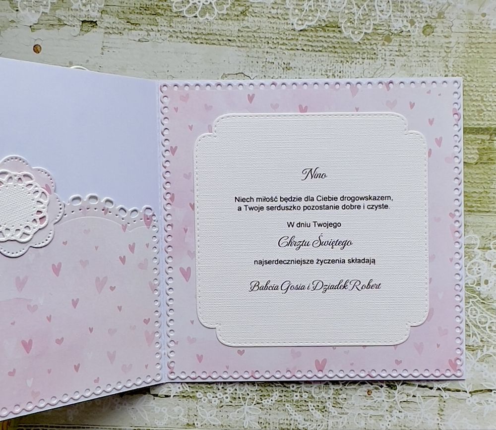 Pamiątka chrztu, kartka na chrzest personalizowana w pudełku