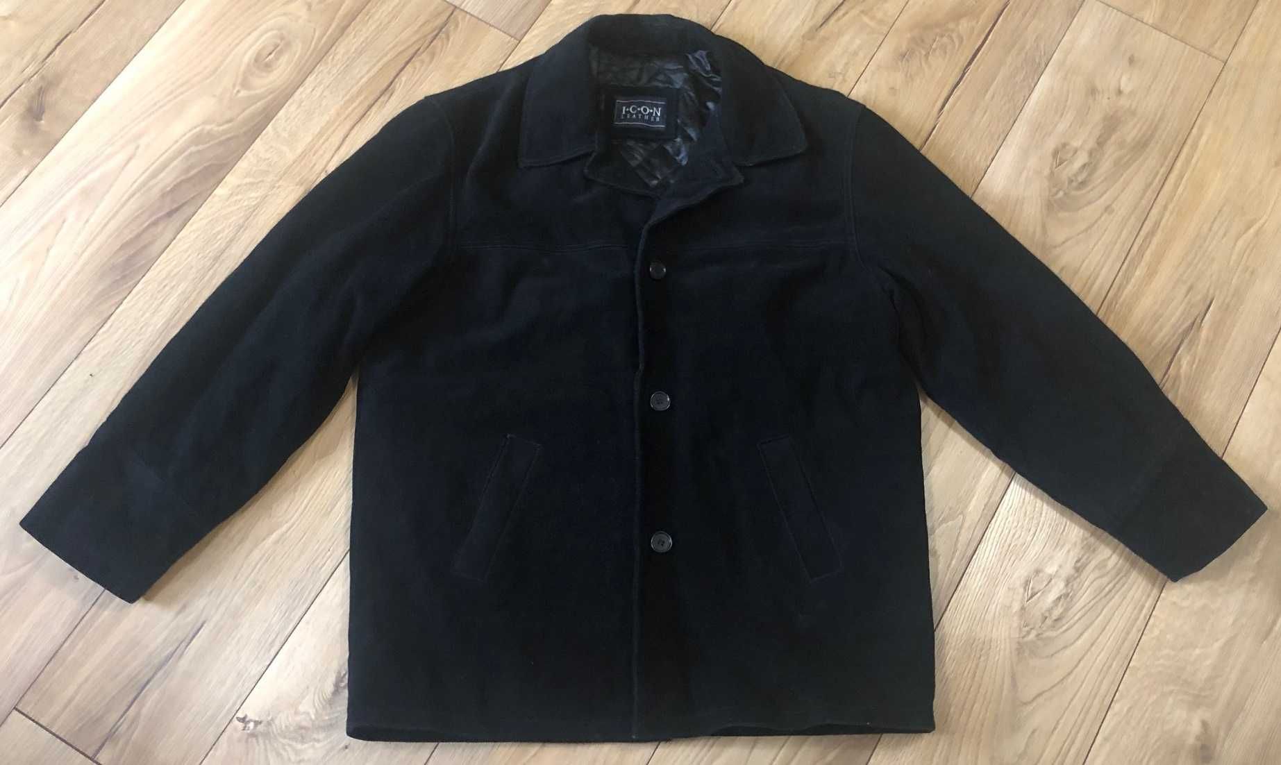 Kurtka męska skórzana/zamszowa r.L/XL czarna 90zł