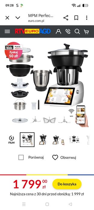 Termorobot MPM Perfecto TRM-01 Z WiFi Wyświetlaczem 10 cali Misą 4,5l