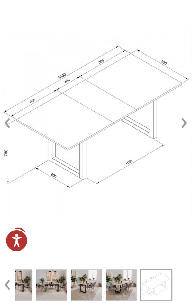 Mesa de jantar extensível