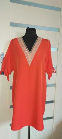 Sukienka pomarańczowa z rozcięciami  M