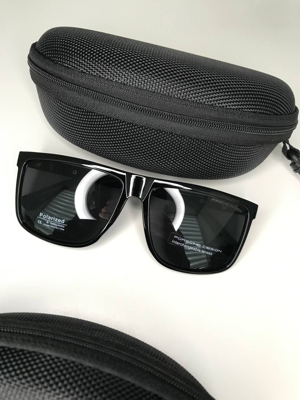 Мужские солнцезащитные очки Porsche design Polarized черные глянцевые