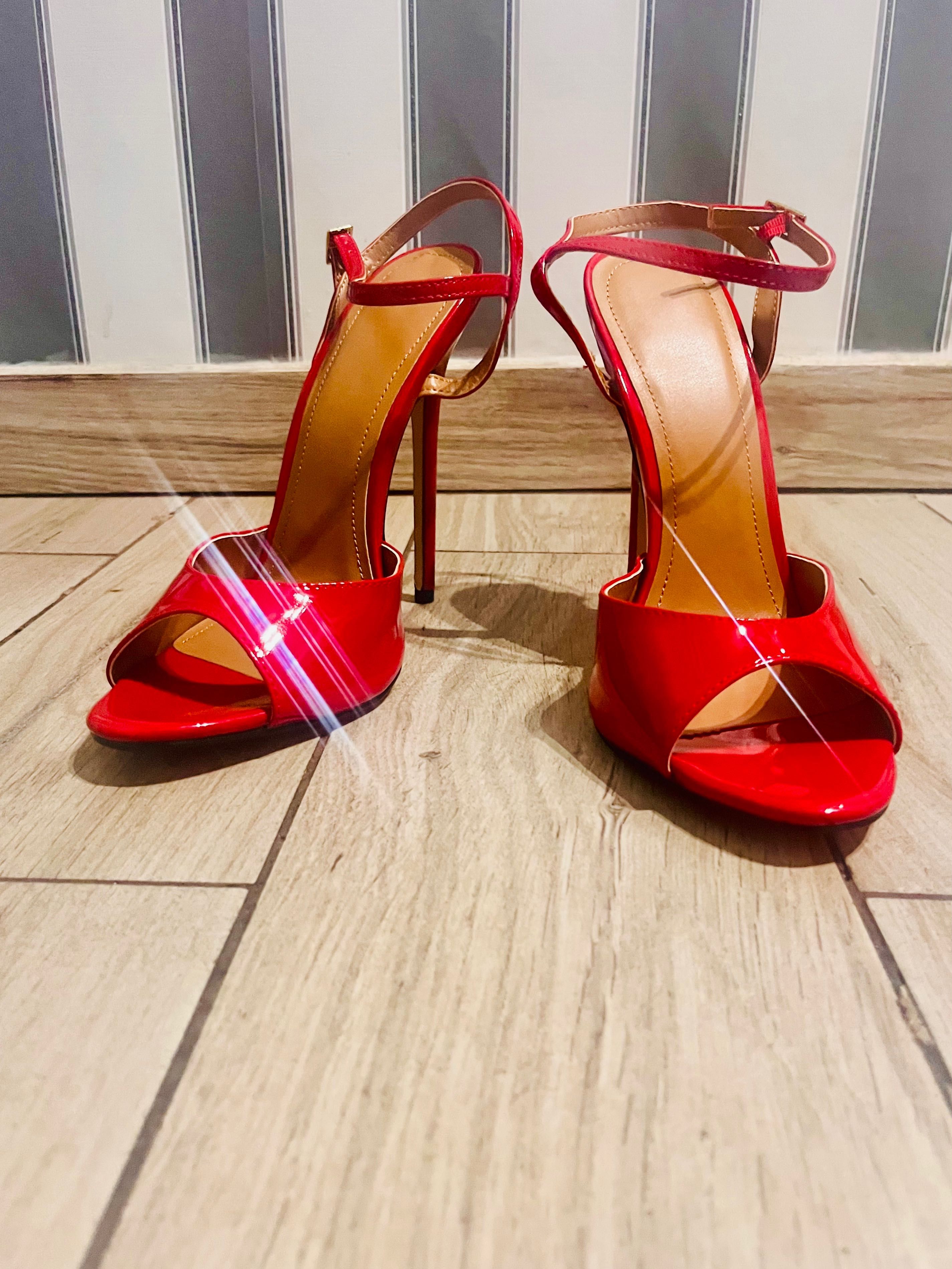 115/ OD RĘKI 46 Czerwone męskie sandały Trans Crossdress 13 cm 36-48EU