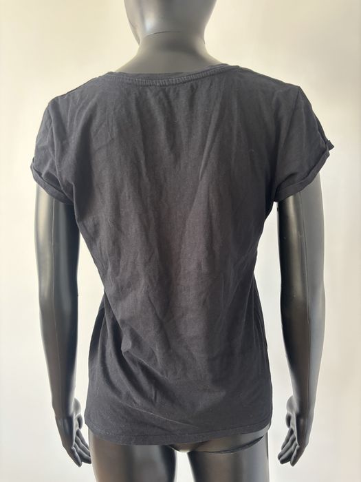 czarny tshirt czarna bluzka z krótkim rękawem terranova M bawełna