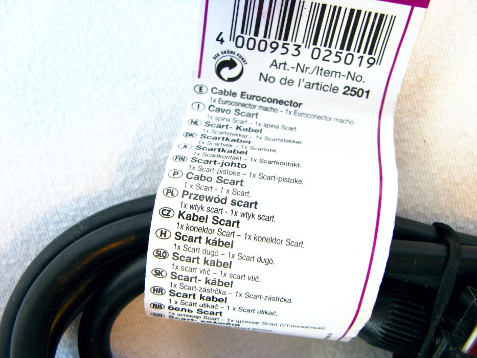 Kabel EURO Scart-Scart 1,5 metra Skymaster NOWY Dekoder Video DVD itp.