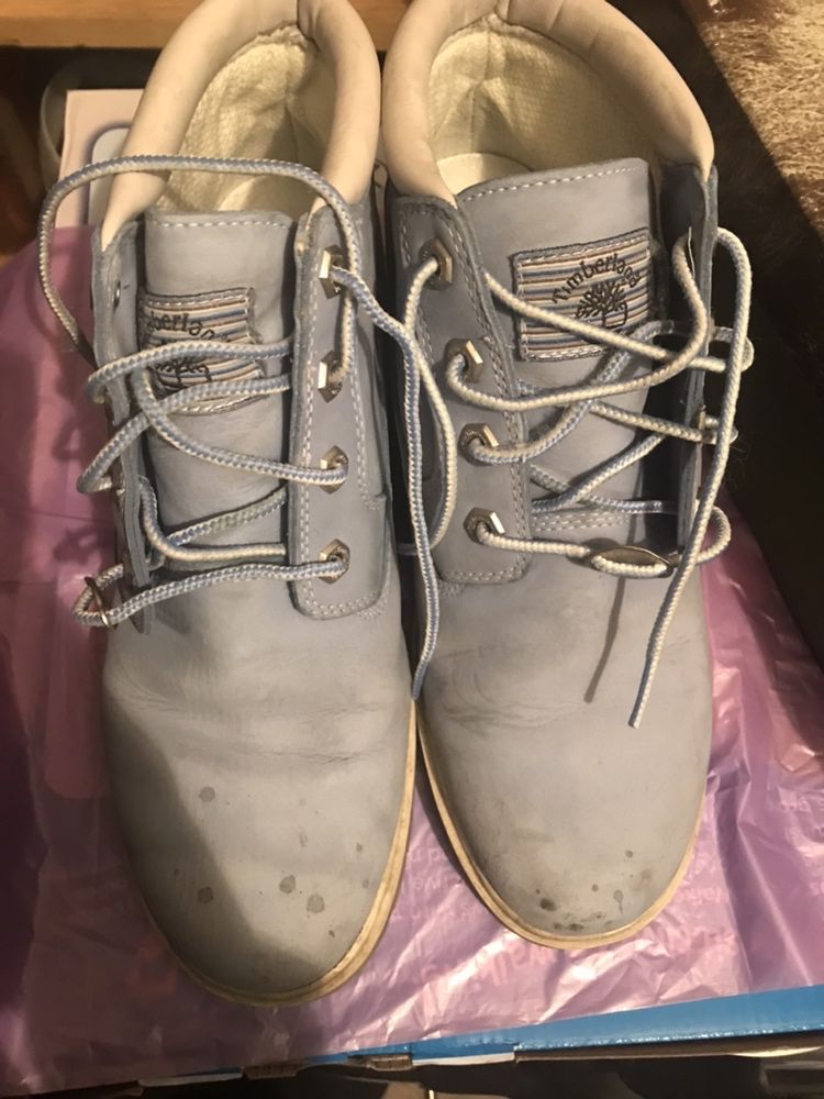 Buty skórzane Timberland niebieskie