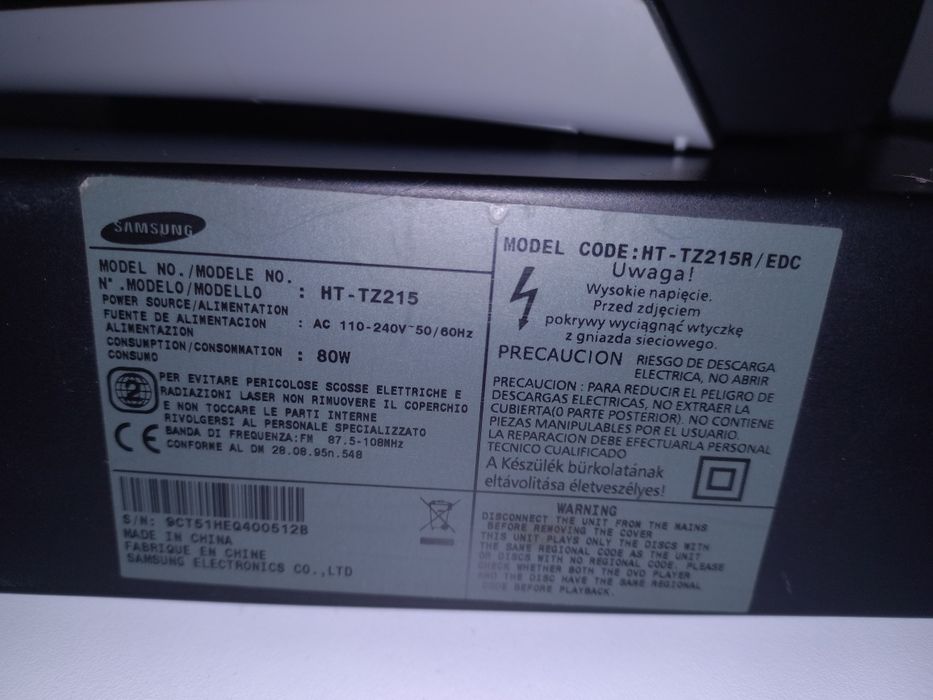 Samsung HT-TZ215R – Zestaw kina domowego 5.1 z DVD i subwooferem