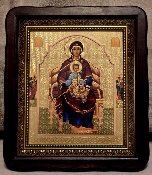 Piękna Ikona prawosławna w kiocie Matka Boska Tronująca WSIECARYCA.