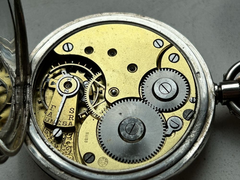 Omega zegarek kieszonkowy Srebro 925 kryty ok.1905r