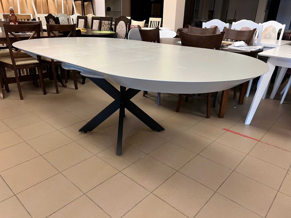 Стіл Нова Д130+50+50 круглий розкладний для кухні вітальні кухонний