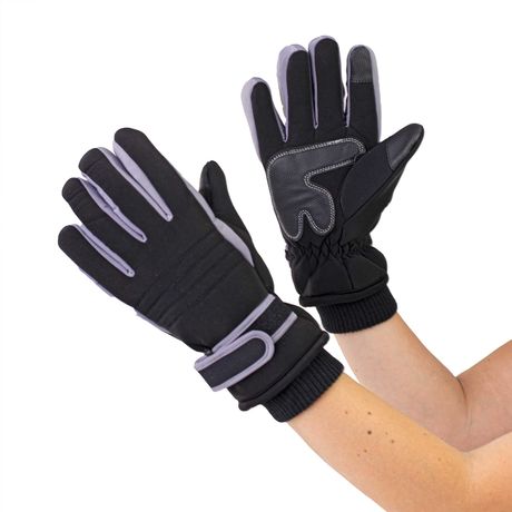 Rękawiczki do ekranów dotykowych narciarskie na zimę RN05 szare