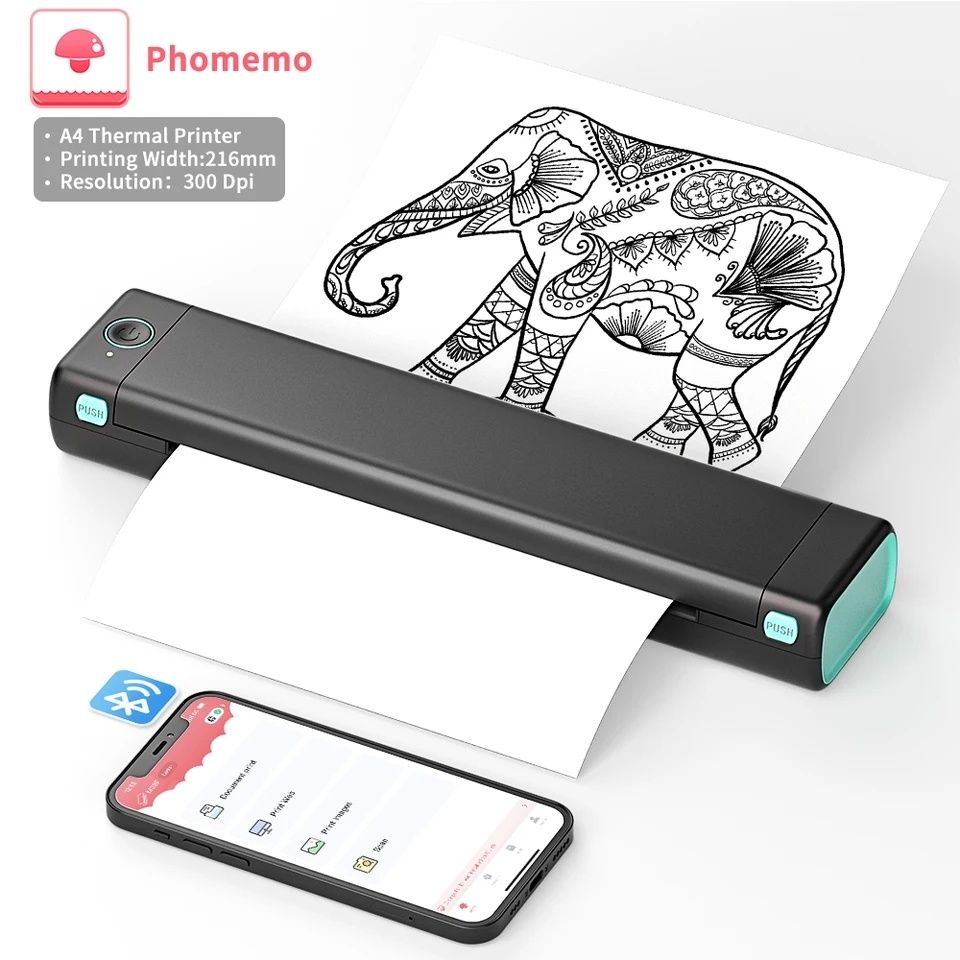 Акція_Термопринтер Phomemo M08F A4 бездротовий Bluetooth татупринтер