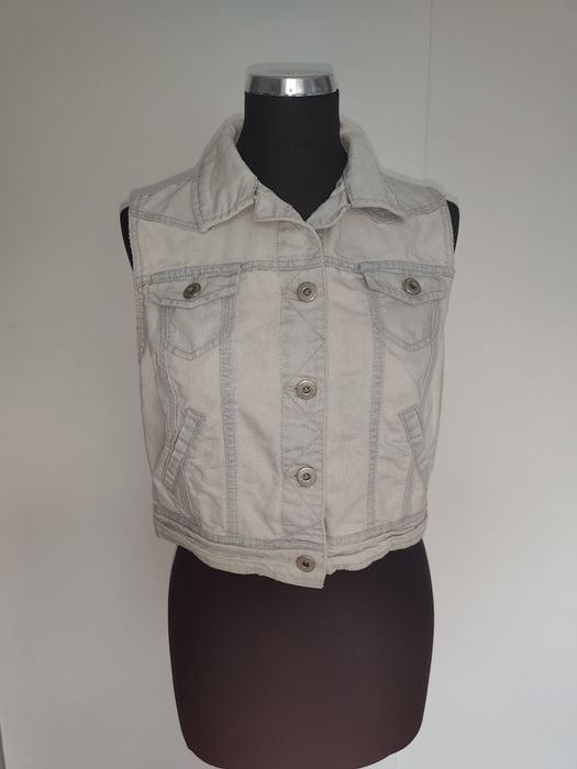 Kamizelka jeansowa jasna z przetarciami L