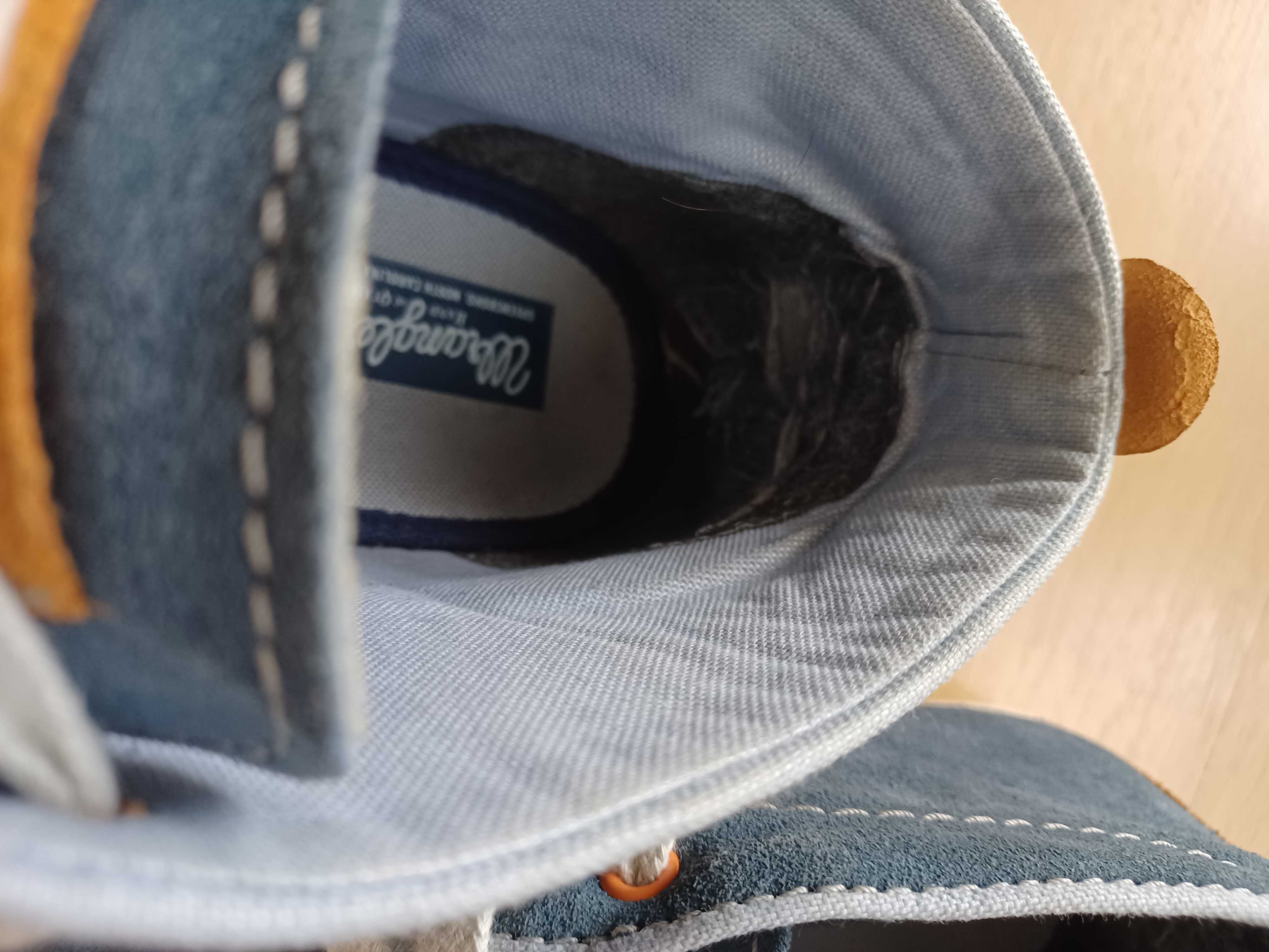 Męskie granatowe buty za kostkę, tenisówki, skórzane, Wrangler, r. 40