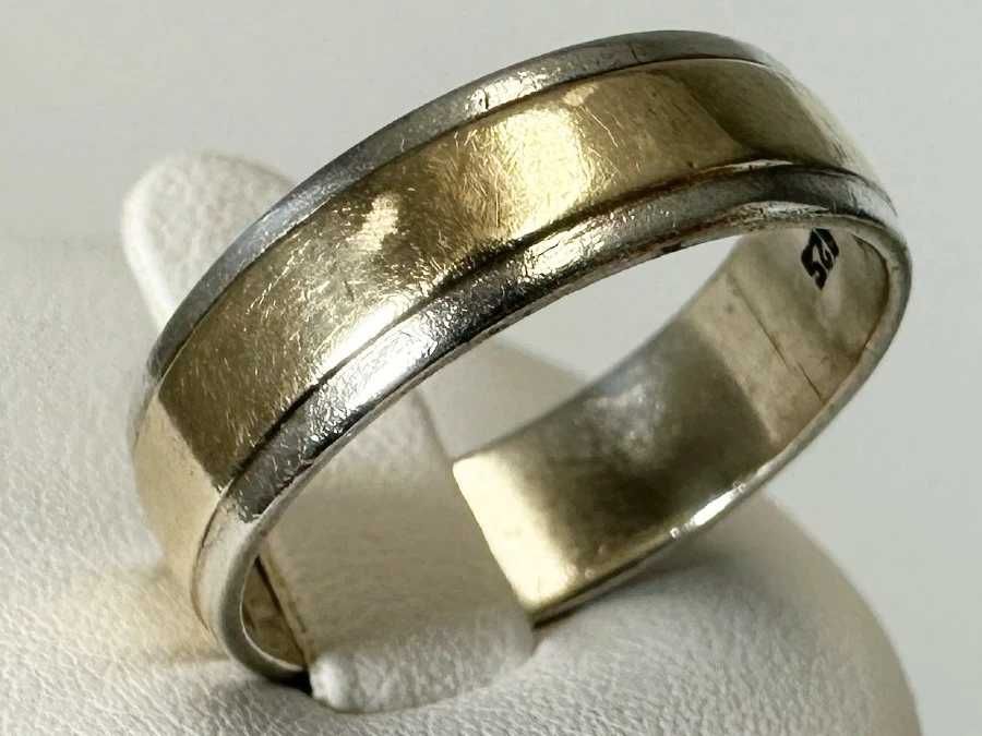 Obrączka srebro łączone ze złotem 925 I 585 3,70 G rozmiar 17