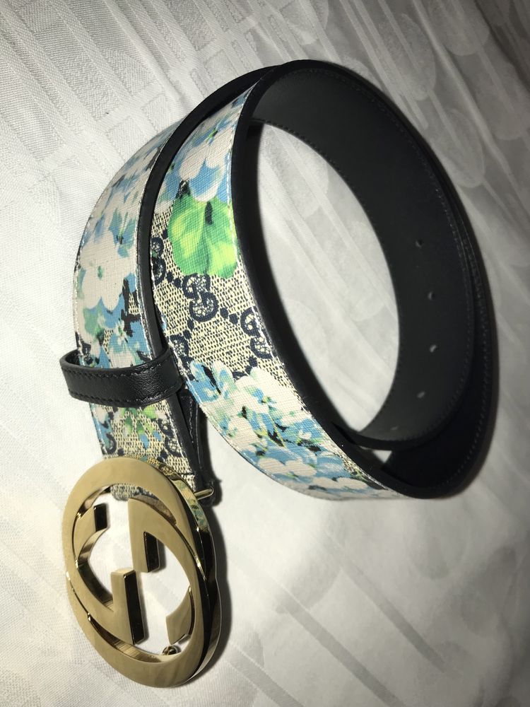 Ремень Gucci Supreme Blooms Belt Gold GG Buckle