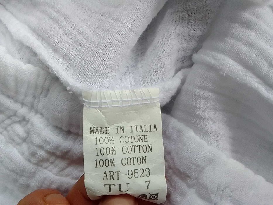 Białe spodnie szerokie muślin 100% bawełna cotton muślinowe S M L uni