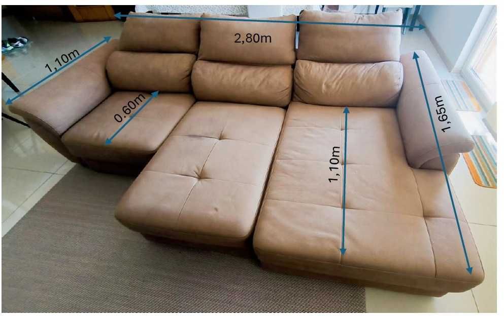 Sofá 3 lugares com chaise longue