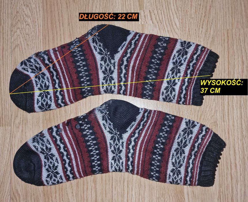 Antypoślizgowe grube ocieplane skarpety z futrem, wzór skandynawski