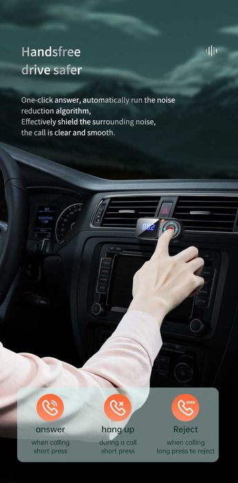 Bluetooth 5.0 FM-передатчик Автомобильный mp3-плеер Handsfree