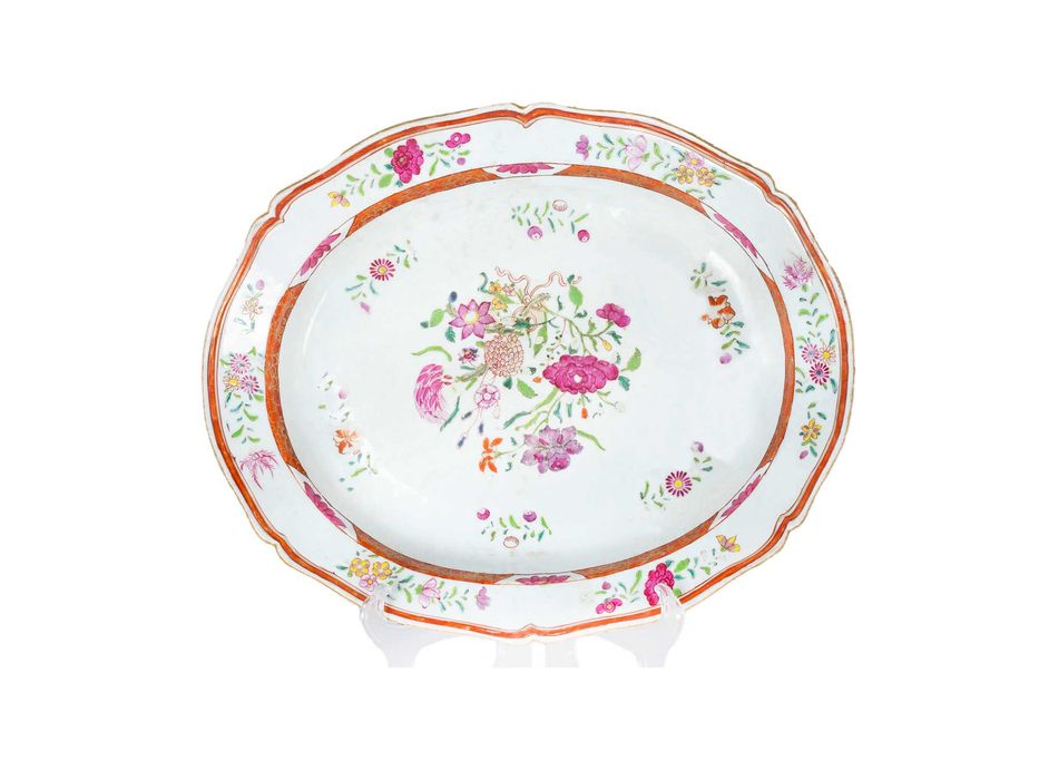 Travessa Porcelana Rosa Companhia Portuguesa Índias, Século XVIII