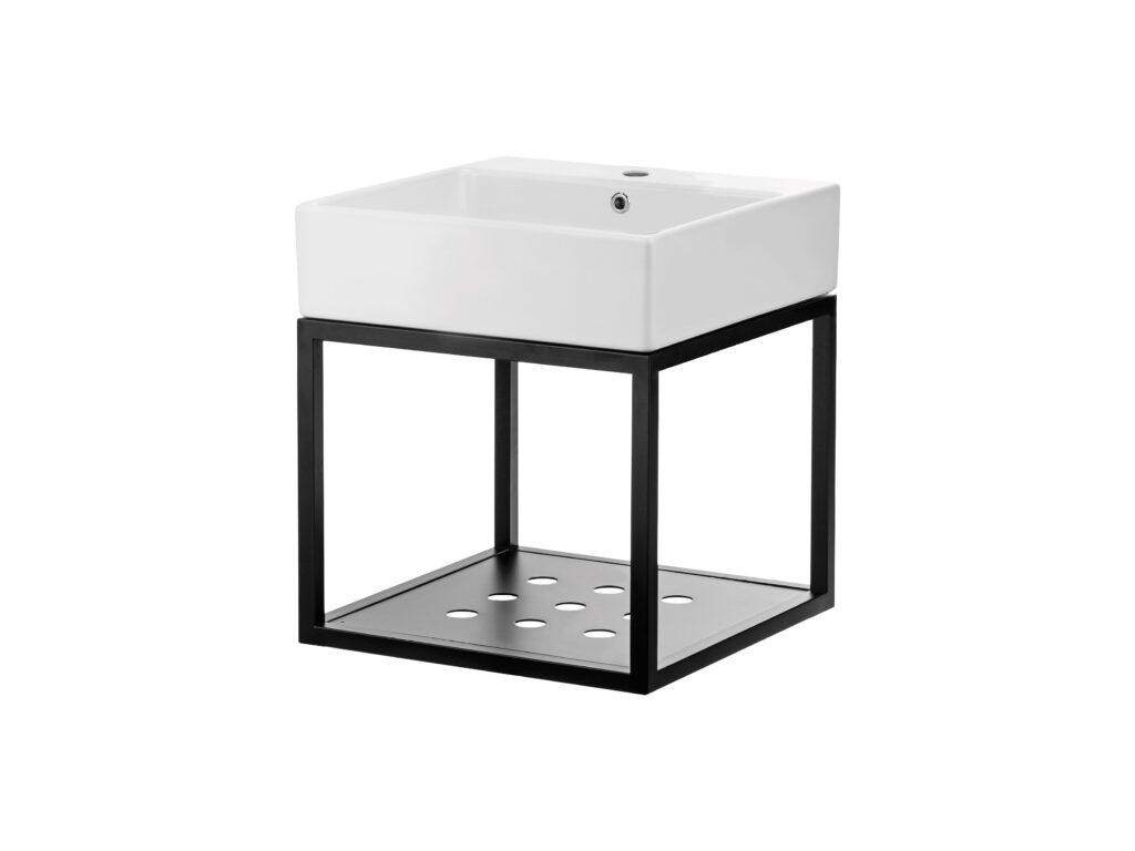 TEMISTO konsola łazienkowa wisząca z umywalką-50x50cm+bateria omnires