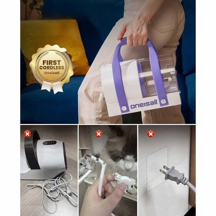Oneisall Odkurzacz Bezprzewodowy Do Sierści Zwierząt 5200mah+ Maszynka