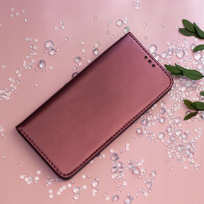 Etui Z Klapką Magnetic Do Motorola Moto G34 5G Burgundowe Czerwone