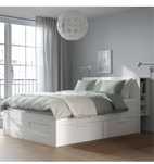 Łóżko ikea Brimnes zagłówek 160cm białe szuflady