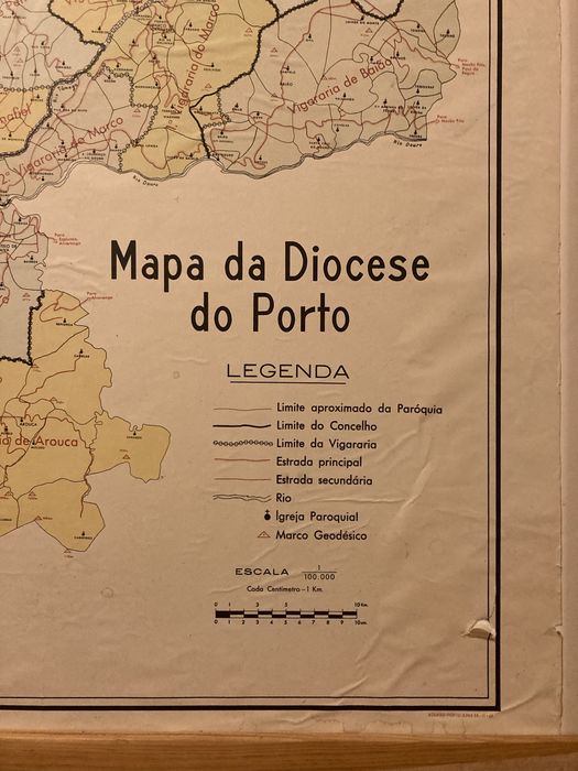 Mapa vintage da regiao do Porto