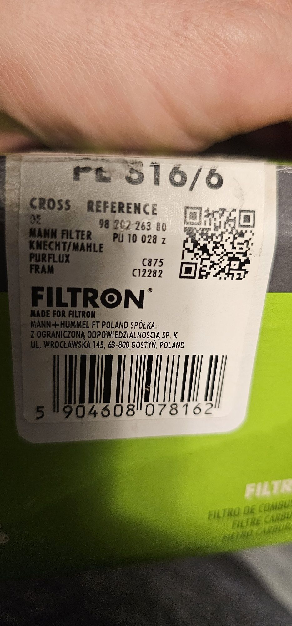 Filtr Oleju Filtron PE816/6 98 202